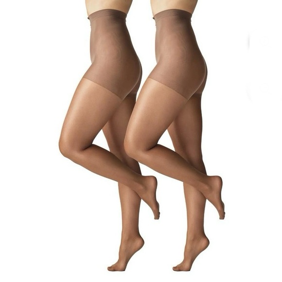 XXXL Impressions Shimmer Sheer Pantyhose High Waist 20 Denier 2-Pack Coffee Bean - Picture 2 of 9